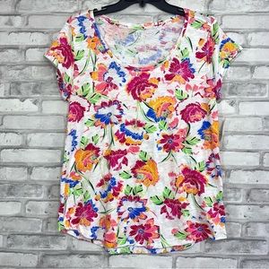 GAP Easy Tee Women's Multicolor Floral Scoop Neck Short Sleeve T-Shirt - NWT